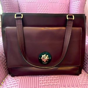 Kate Spade NY Mulled Wine Burgundy & Black Leather Varick Street